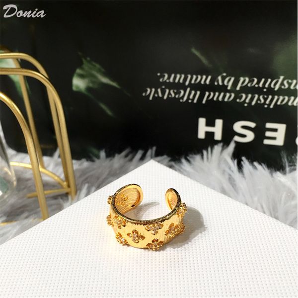 donia jewelry luxury ring exaggerated european and american fashion four-leaf flower titanium micro-inlaid zircon creative designer gift, Silver
donia jewelry luxury ring exaggerated european and american fashion four-leaf flower titanium micro-inlaid zircon creative designer gift, Silver