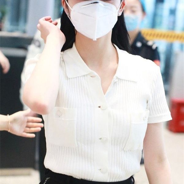 women's polos zhou jieqiong star same style clothes lapel short sleeve t-shirt women's thin summer ice silk sweater i4mb, White
women's polos zhou jieqiong star same style clothes lapel short sleeve t-shirt women's thin summer ice silk sweater i4mb, White