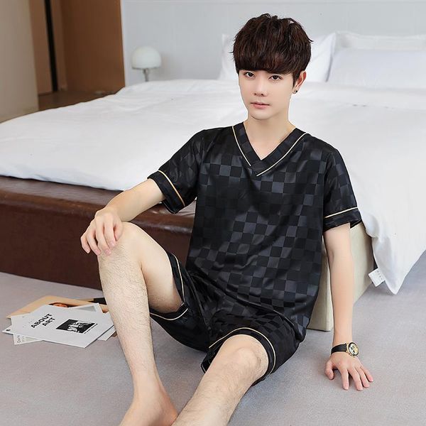 pajamas single mens womens sleepwear summer short v neck silk jacquard casual simple homewear suit pajama set, Black;red
pajamas single mens womens sleepwear summer short v neck silk jacquard casual simple homewear suit pajama set, Black;red