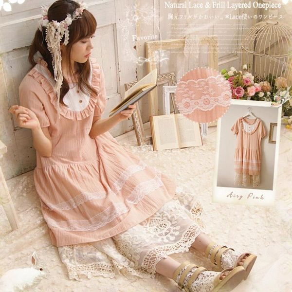 summer mori girl sweet dress women short sleeved lace patchwork button cotton linenvestido de mujer midi cute dresses a092, Black;gray
summer mori girl sweet dress women short sleeved lace patchwork button cotton linenvestido de mujer midi cute dresses a092, Black;gray