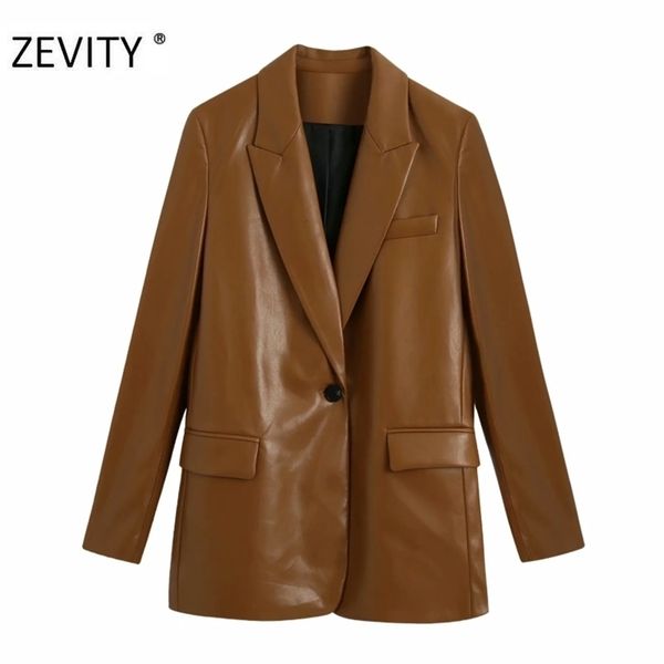 zevity women solid color single button pu leather blazer coat office ladies pockets causal stylish outwear suit coat lj201021, White;black
zevity women solid color single button pu leather blazer coat office ladies pockets causal stylish outwear suit coat lj201021, White;black