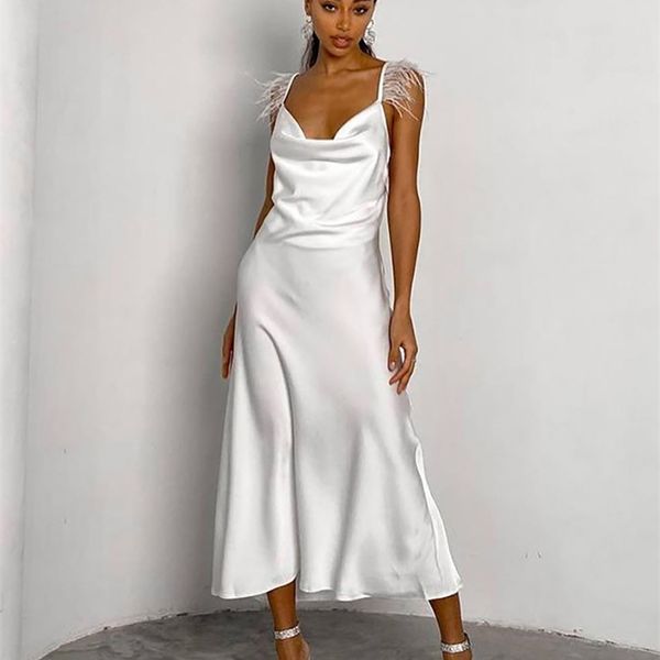 clacive women strap satin white dress summer sleeveless backless feather midi dress lady elegant slim solid party dresses 220704, Black;gray
clacive women strap satin white dress summer sleeveless backless feather midi dress lady elegant slim solid party dresses 220704, Black;gray