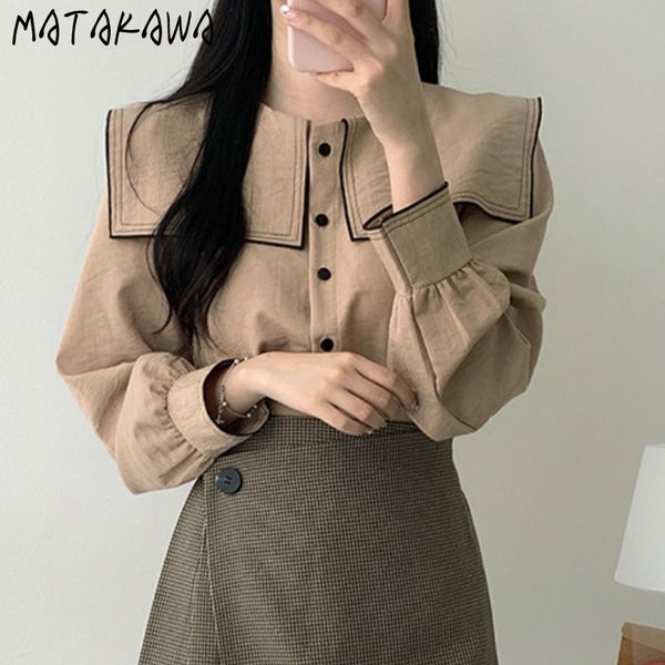 autumn korean womens and blouses retro wild hit color was thin longsleeved sailor collar blusas 210506, White
autumn korean womens and blouses retro wild hit color was thin longsleeved sailor collar blusas 210506, White