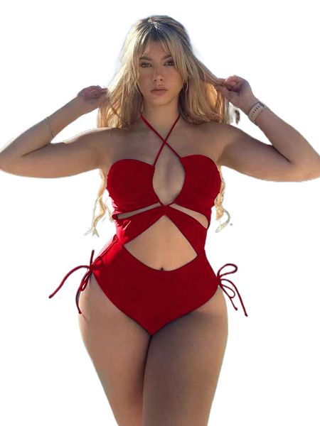 romwe sweetness x gabiciamp solid cut out knot halter one piece swimsuit b0hv#, White;black 
romwe sweetness x gabiciamp solid cut out knot halter one piece swimsuit b0hv#, White;black