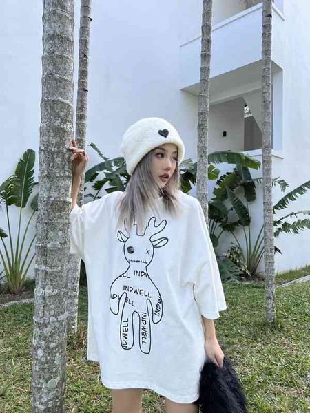 women's t-shirt spring and summer fashion br small print deer letter round neck loose short sleeve t-shirt black white contrast color t
women's t-shirt spring and summer fashion br small print deer letter round neck loose short sleeve t-shirt black white contrast color t