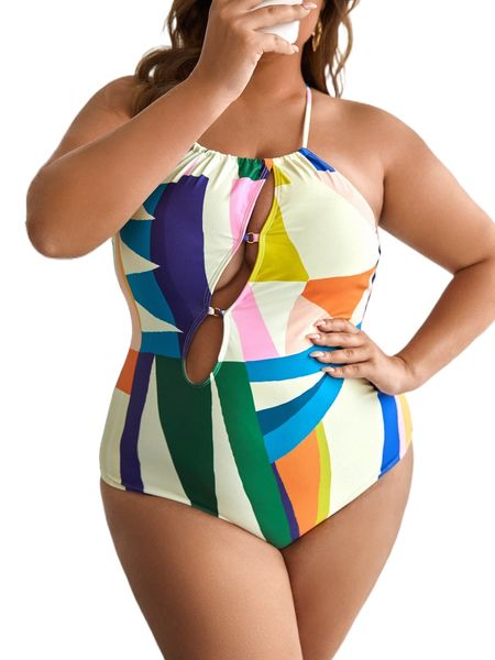 plus colorblock cut out crisscross knot back one piece swimsuit g0d9#, White;black
plus colorblock cut out crisscross knot back one piece swimsuit g0d9#, White;black