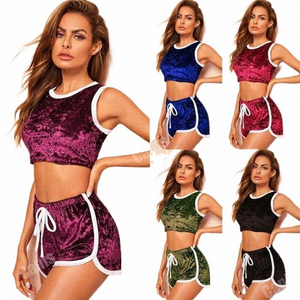 women's tracksuits summer velvet sleepwear women sleeveless o-neck crop shorts solid nightwear pajama set 94mi#, Gray
women's tracksuits summer velvet sleepwear women sleeveless o-neck crop shorts solid nightwear pajama set 94mi#, Gray