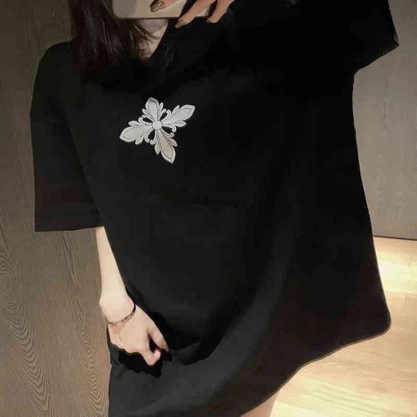 women's t-shirt designer 22 spring and summer new niche design brand cross flower black basic loose casual short sleeve ibji, White
women's t-shirt designer 22 spring and summer new niche design brand cross flower black basic loose casual short sleeve ibji, White