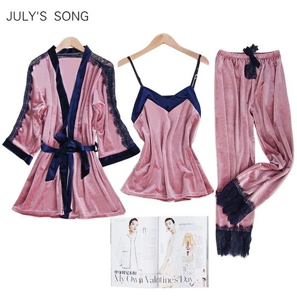 julys song winter sleepwear women pajamas set lace 3 pieces velvet warm pajamas long sleeves sleepwear set y200425, Black;red
julys song winter sleepwear women pajamas set lace 3 pieces velvet warm pajamas long sleeves sleepwear set y200425, Black;red