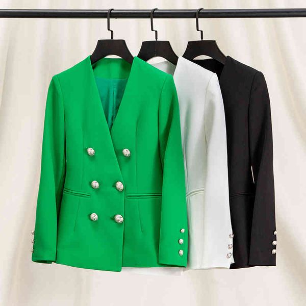 women's suits blazers green white collarless niche design no iron suit coat for women double breasted high-end silhouette, White;black
women's suits blazers green white collarless niche design no iron suit coat for women double breasted high-end silhouette, White;black