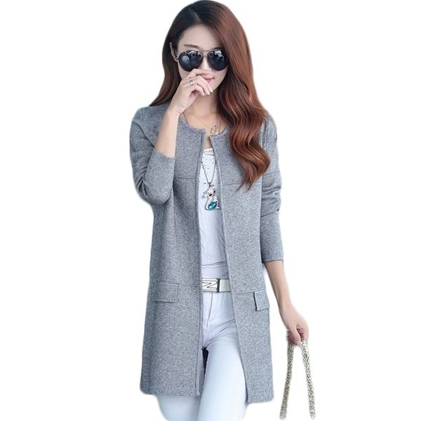 spring autumn o neck women knitting cardigan plus size fashion women long sweater coat female casual solid knit sweaters y200720, White;black
spring autumn o neck women knitting cardigan plus size fashion women long sweater coat female casual solid knit sweaters y200720, White;black