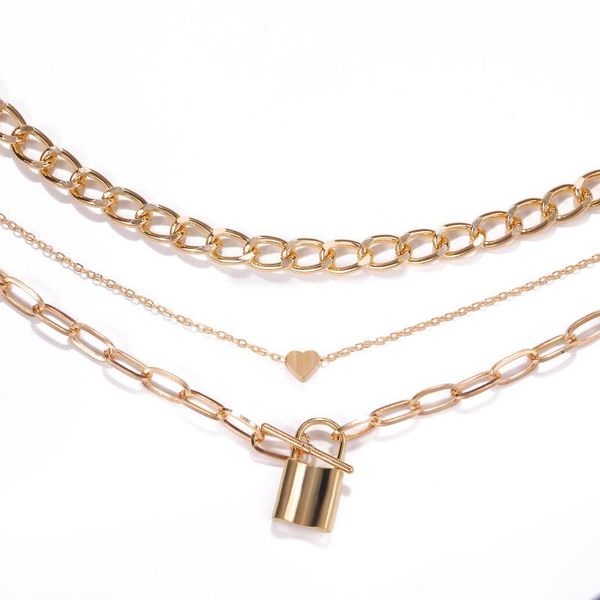 chains creative design love heart lock shape pendant necklace for women fashion multilayer chain choker necklaces aesthetics jewelry, Silver
chains creative design love heart lock shape pendant necklace for women fashion multilayer chain choker necklaces aesthetics jewelry, Silver