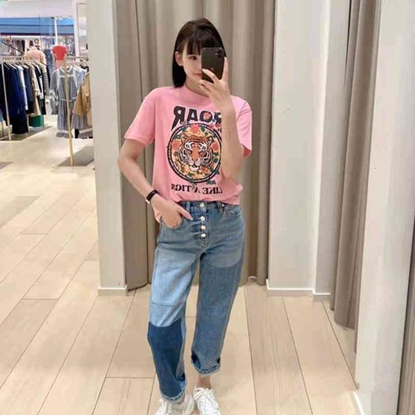 women's t-shirt fadan  family spring and summer women's wear versatile fashion casual french round neck tiger head t-shirt, White 
women's t-shirt fadan  family spring and summer women's wear versatile fashion casual french round neck tiger head t-shirt, White