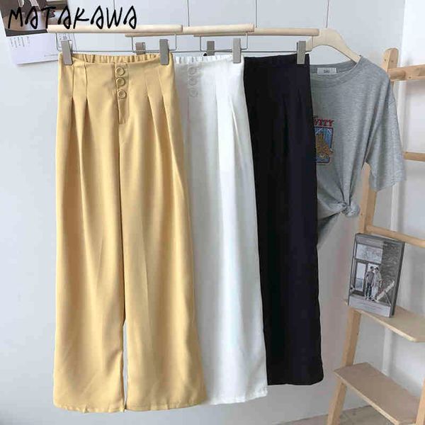 single buttons woman pants elastic high waist women straight leg summer fashion casual trousers 210506, Black;white
single buttons woman pants elastic high waist women straight leg summer fashion casual trousers 210506, Black;white