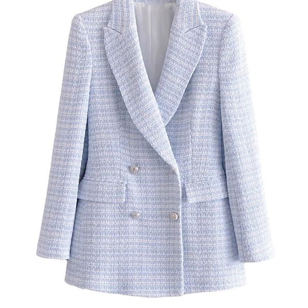 traf women fashion double breasted tweed check blazer coat vintage long sleeve pockets female outerwear chic veste 220509, White;black
traf women fashion double breasted tweed check blazer coat vintage long sleeve pockets female outerwear chic veste 220509, White;black