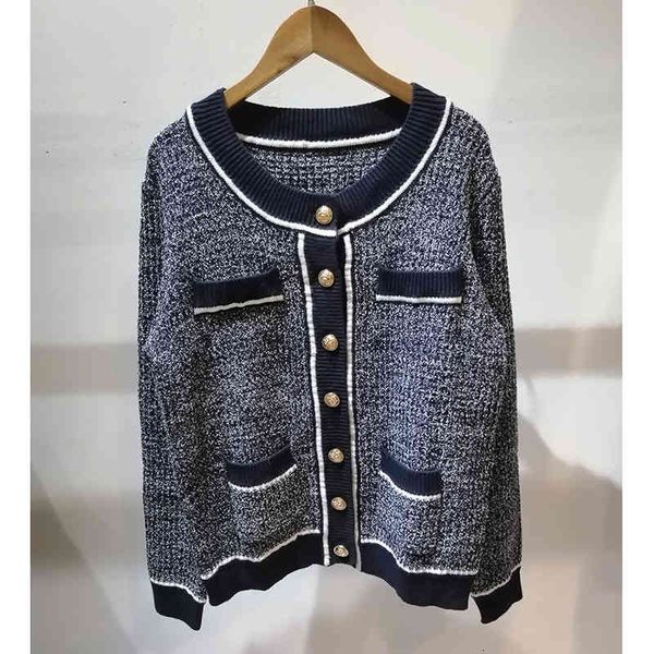women's knits tees french elegant style celebrity single breasted tweed simple contrast color piping round neck long sleeved knitted ca, White
women's knits tees french elegant style celebrity single breasted tweed simple contrast color piping round neck long sleeved knitted ca, White