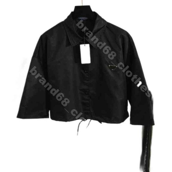 classic designer women short black shirt jacket drawstring hem triangle logo design womens summer long sleeve shirts jackets size sml, White
classic designer women short black shirt jacket drawstring hem triangle logo design womens summer long sleeve shirts jackets size sml, White