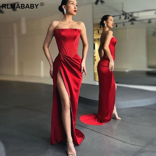 elegant women party strapless corset floor-length satin dress skinny high split folds christmas dinner long bodycon dress, Black;gray
elegant women party strapless corset floor-length satin dress skinny high split folds christmas dinner long bodycon dress, Black;gray