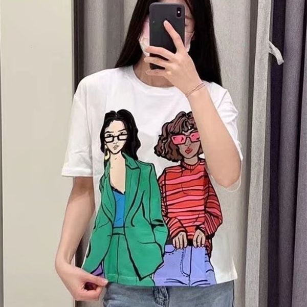 women s sweet and age reducing all match simple round neck short sleeved loose casual cotton printed t shirt 220407, White
women s sweet and age reducing all match simple round neck short sleeved loose casual cotton printed t shirt 220407, White