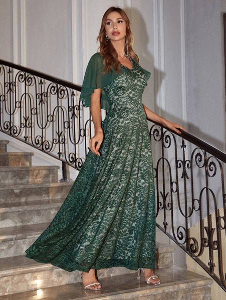 contrast lace chiffon dress w6uy#, Black;gray 
contrast lace chiffon dress w6uy#, Black;gray