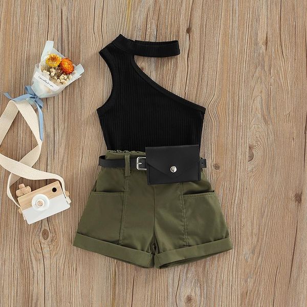 0-4y kids girls summer clothes sets baby sleeveless cut out ribbed short pants belt bags children outfits, White
0-4y kids girls summer clothes sets baby sleeveless cut out ribbed short pants belt bags children outfits, White