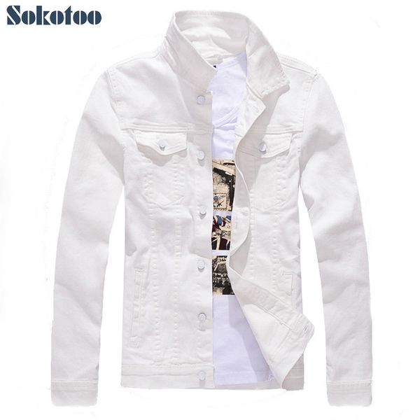 sokotoo men s slim full sleeve all match denim jean jacket casual black white fancy colored coat outerwear 220727, Black;brown
sokotoo men s slim full sleeve all match denim jean jacket casual black white fancy colored coat outerwear 220727, Black;brown