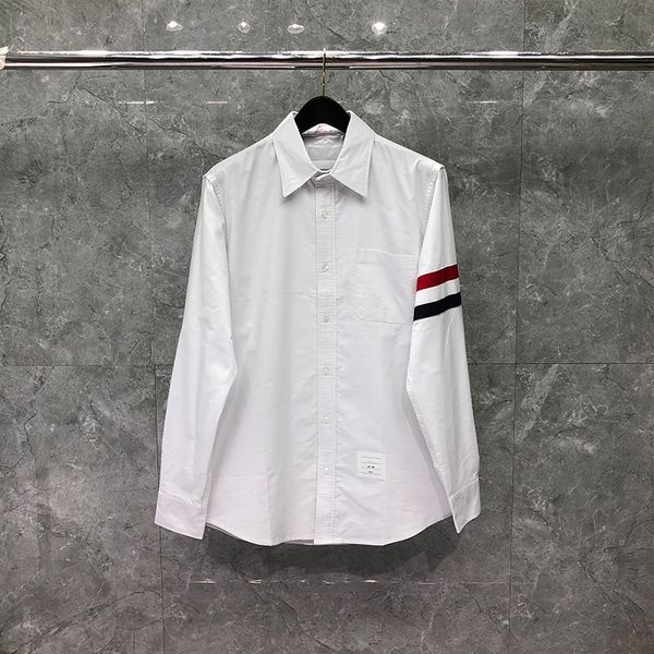 tri-color stripes men's shirt solid white business casual designer women's shirts fine cotton long sleeve original oversized blous, White;black
tri-color stripes men's shirt solid white business casual designer women's shirts fine cotton long sleeve original oversized blous, White;black