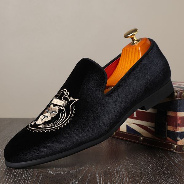 Pointed Toe Loafers Men Shoes Black Imitation Suede Personalized Embroidered Simple Shoes, Clear
Pointed Toe Loafers Men Shoes Black Imitation Suede Personalized Embroidered Simple Shoes, Clear