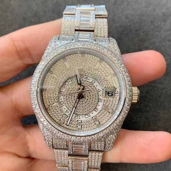 sky men watches 42mm 9001 automatic movement watches 904l case strap with diamond ice blue super luminous montre de luxe quality 05, Slivery;brown
sky men watches 42mm 9001 automatic movement watches 904l case strap with diamond ice blue super luminous montre de luxe quality 05, Slivery;brown