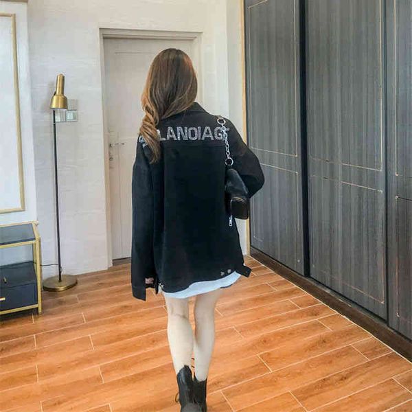 denim jacket female black letter drill 2022 spring and autumn retro work clothes minority loose versatile fashion, Black;brown
denim jacket female black letter drill 2022 spring and autumn retro work clothes minority loose versatile fashion, Black;brown