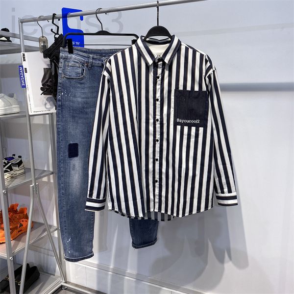 men's casual shirts designer menswear 22 spring and autumn new style shirt fashion stripe lapel work clothes pocket long sleeve trendy, White;black
men's casual shirts designer menswear 22 spring and autumn new style shirt fashion stripe lapel work clothes pocket long sleeve trendy, White;black
