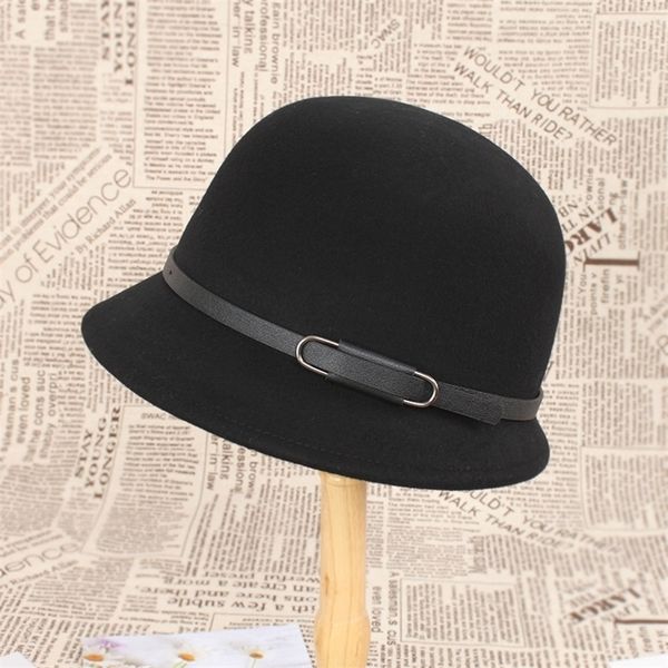 winter autumn ladie girls vintage wool chain formal hat felt bowler fes cap for woman 220627, Blue;gray
winter autumn ladie girls vintage wool chain formal hat felt bowler fes cap for woman 220627, Blue;gray