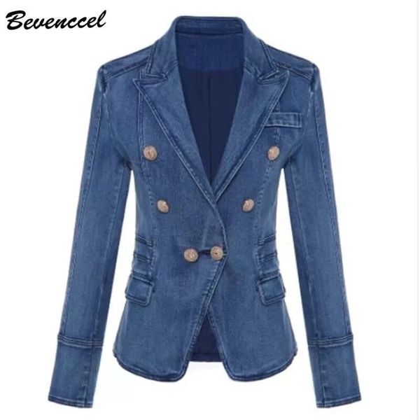 bevenccel autumn winter blazer womens double breasted denim blazer jacket outer coat y201026, White;black
bevenccel autumn winter blazer womens double breasted denim blazer jacket outer coat y201026, White;black