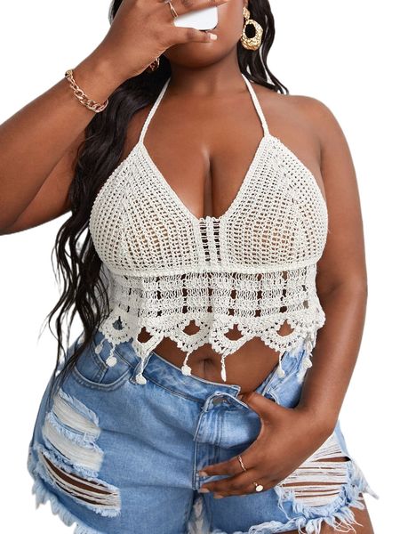 plus tie backless fringe trim cover up b6h9#, Black
plus tie backless fringe trim cover up b6h9#, Black