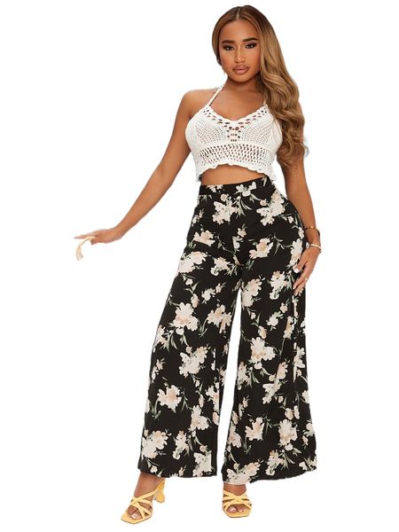 sxy floral print wide leg pants d8dh#, Black;white
sxy floral print wide leg pants d8dh#, Black;white