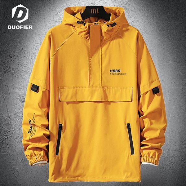 men's jacket spring autumn trendy thin pullover hooded jackets hip hop streetwear male casual coat yellow outerwear windbreaker 220406, Black;brown
men's jacket spring autumn trendy thin pullover hooded jackets hip hop streetwear male casual coat yellow outerwear windbreaker 220406, Black;brown