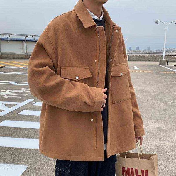 men's wool & blends winter thick woolen coat men warm fashion pocket zipper cloth jacket korean loose short mens overcoat s-2xl t220810, Black
men's wool & blends winter thick woolen coat men warm fashion pocket zipper cloth jacket korean loose short mens overcoat s-2xl t220810, Black