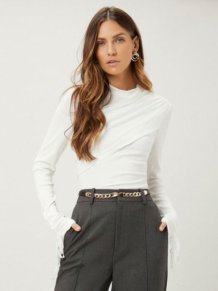 motf premium viscose slim gathered t-shirt g3wp#, White 
motf premium viscose slim gathered t-shirt g3wp#, White