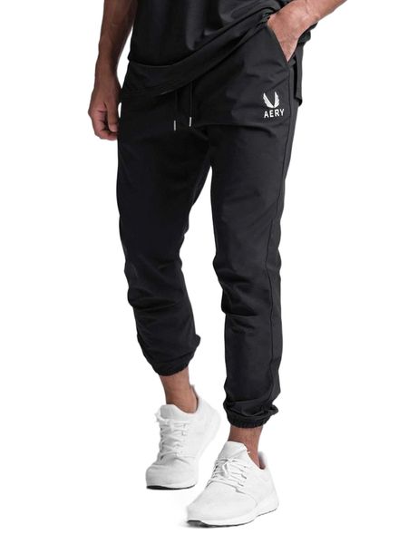 men letter graphic drawstring waist pants q4lk#, Black