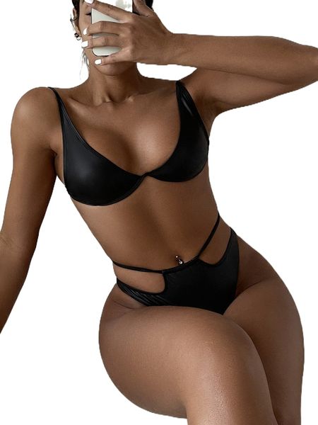 plain push up high waisted bikini swimsuit k7ik#, White;black 
plain push up high waisted bikini swimsuit k7ik#, White;black