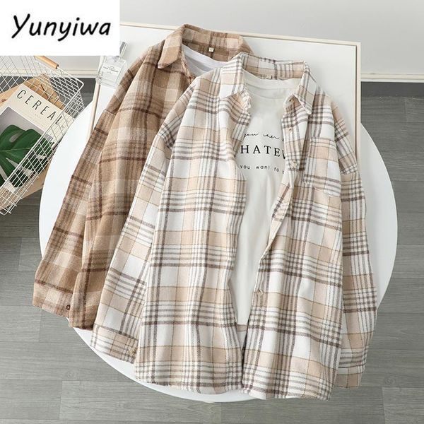 women long sleeve shirts plaid simple classic fashion oversize bf style chic harajuku cool streetwear all match s 3xl 220809, White
women long sleeve shirts plaid simple classic fashion oversize bf style chic harajuku cool streetwear all match s 3xl 220809, White