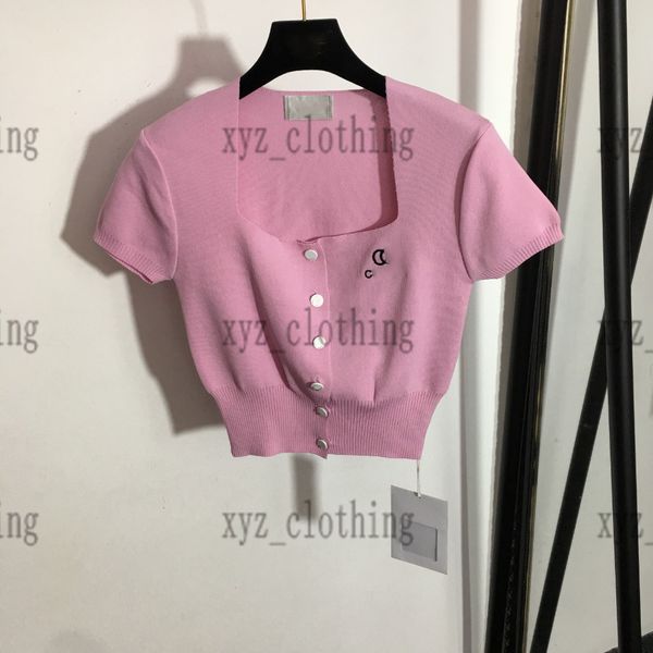 pink color newly womens knitted t shirt short style high-end women short-sleeved t shirts small fragrance custom small-fragrant button squar, White
pink color newly womens knitted t shirt short style high-end women short-sleeved t shirts small fragrance custom small-fragrant button squar, White