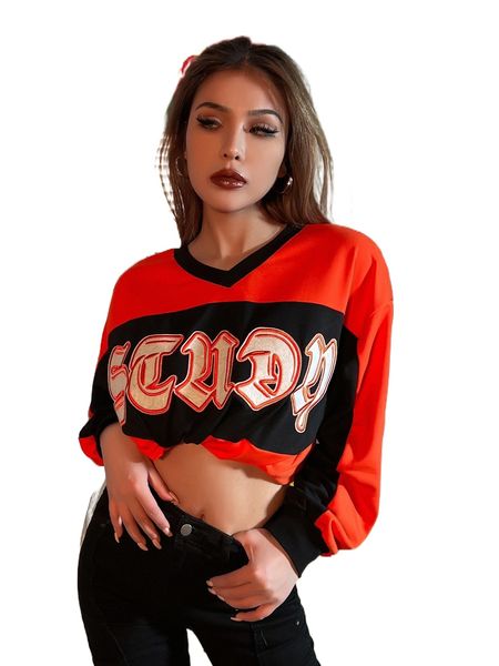 meysi kim v-neck letter embroidery colorblock pullover e8ra#, Black
meysi kim v-neck letter embroidery colorblock pullover e8ra#, Black