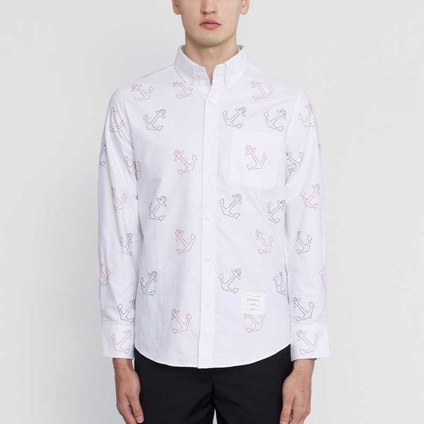 tb thom men's shirt clothing solid white fashion brand anchor embroidery slim casual fine cotton long sleeve women's shirts, White;black
tb thom men's shirt clothing solid white fashion brand anchor embroidery slim casual fine cotton long sleeve women's shirts, White;black