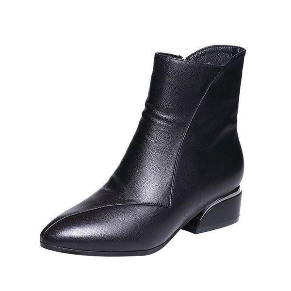 short boots 2022 new plush soft face pointed women's shoes thick heel middle heel martin boots, Black
short boots 2022 new plush soft face pointed women's shoes thick heel middle heel martin boots, Black