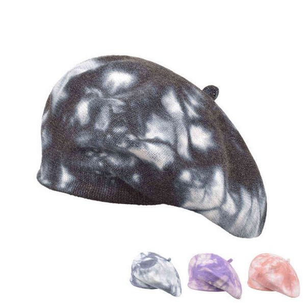 autumn winter tie dye berets french classic knitted hat for girl women warm soft painter hat female vintage beret caps j220722, Blue;gray
autumn winter tie dye berets french classic knitted hat for girl women warm soft painter hat female vintage beret caps j220722, Blue;gray