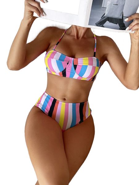striped push up bikini swimsuit 44jo#, White;black
striped push up bikini swimsuit 44jo#, White;black