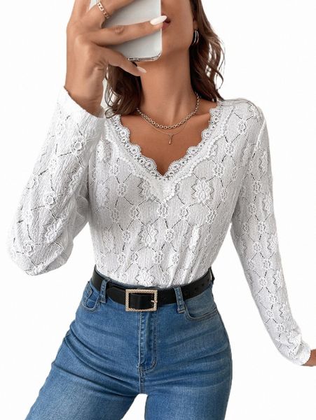 solid lace insert tee m5un#, White