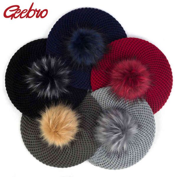 geebro women double layer berets hat winter casual knitted wool berets with faux fur pompon ladies solid color beret hats j220722, Blue;gray
geebro women double layer berets hat winter casual knitted wool berets with faux fur pompon ladies solid color beret hats j220722, Blue;gray