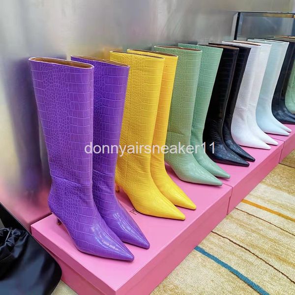 boots matte leather letter decoration slim boots small square head long tube high heels women's, Black
boots matte leather letter decoration slim boots small square head long tube high heels women's, Black